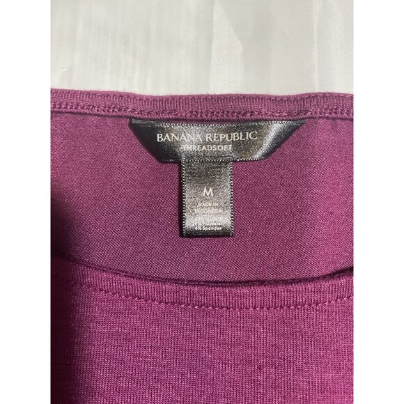 Banana Republic Threadsoft Womens Burgundy Wrap Tie Waist Top M - Picture 2 of 5